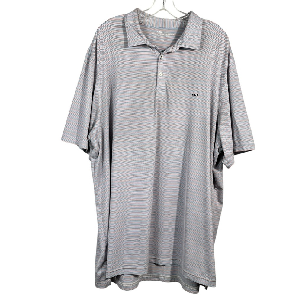 Vineyard Vines On-The-Go Sankaty Performance Striped Pastel Golf Polo XXL 2XL